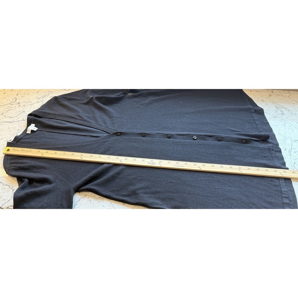 J Jill Long Sweater Cardigan Duster Small Black Button Front V-Neck Wool Blend - Picture 6 of 9